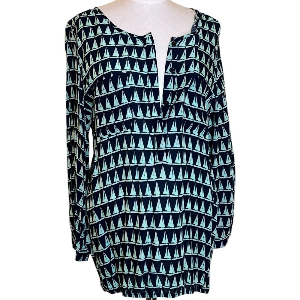 Gap Women’s Long Sleeve Preppy Sailboat Print Blouse Size Small